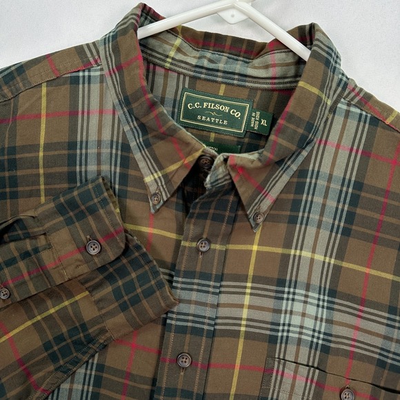 CC Filson Shirt Mens XL Multicolor Plaid Button Down 100% Cotton Casual Outdoor - Picture 1 of 8